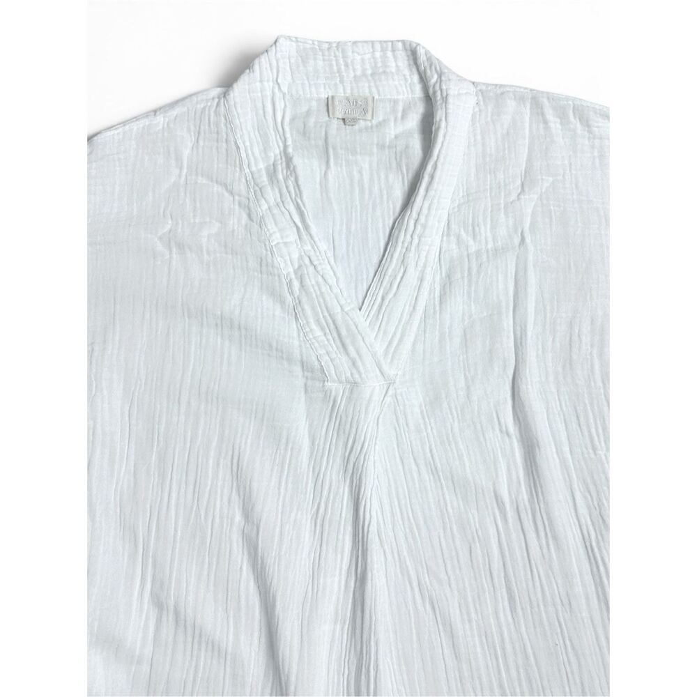 Honest Cotton White Double Gauze Maxi Caftan Dress One Size Resort Vacation - Picture 10 of 13